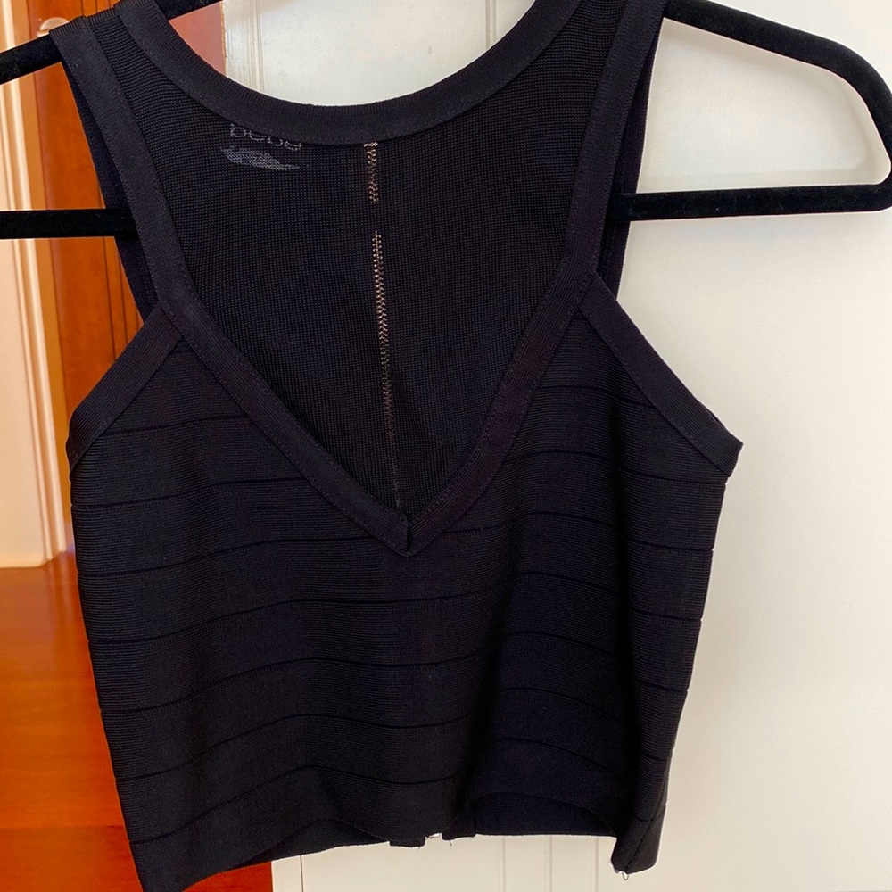 Bebe crop top black top with mesh